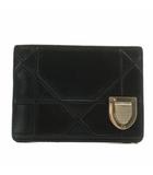 クリスチャンディオール Christian Dior カードケース 名刺入れ レザー ロゴ シルバー金具 黒 ブラック /XZ ■OH ■GY03