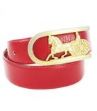 セリーヌ CELINE ベルト レザー 馬車金具 ロゴバックル ゴールドカラー 金色 80 赤 レッド /CK19 ■GY19