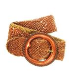 ラルフローレン RALPH LAUREN ベルト 太ベルト レザー 革 メッシュ S 茶 ブラウン /MN2 ■GY18