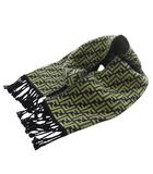 フェンディ FENDI ズッカ柄 ウール マフラー 紺 ネイビー 黄色 イエロー /SR17 ■OH