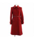 マックスマーラ MAX MARA 白タグ ウールコート 長袖 ロング アンゴラ混 総裏地 レザーベルト付き 36 XS 赤 レッド ■GY17 /MQ