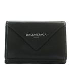 バレンシアガ BALENCIAGA ペーパーミニウォレット 財布 三つ折り レザー ロゴ 黒 ブラック /XZ ■OH ■GY18