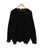 サイト s'yte YOHJI YAMAMOTO 23AW BULKY WOOL DAMAGE ROUND NECK PULLOVER ニット セーター 長袖 ダメージ加工 3 黒 UU-K40-613 /BM