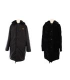 24AW RE-NYLON リバーシブル ロングコート アウター シープスキンファー 36 黒 56A162 /KH
