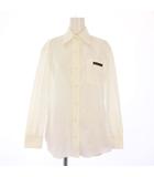 プラダ PRADA シャツ ブラウス 長袖 フロントロゴデザイン 38 白 P452E /BM