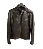 メンズビギ MEN'S BIGI シングルライダース レザージャケット スタンドカラー ダブルジップ 2 黒 ブラック MO193LJM21