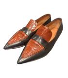 セリーヌ CELINE ローファー ポインテッドトゥ レザー 37.5 黒 ブラック 茶 ブラウン