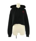 クロップド プルオーバーパーカー スウェット アップリケ 刺繍 XXS 黒 ブラック マルチカラー 723564 /CX ■OS