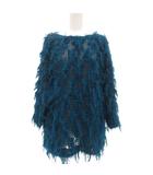 ミーイッセイミヤケ me ISSEY MIYAKE 美品 シャギーニット プリーツ カットソー ブラウス シアー シースルー 長袖 青系 /UO ■GY17