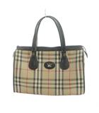 バーバリーズ Burberrys ハンドバッグ ミニボストン ノバチェック キャンバス レザー ロゴ 茶 ブラウン ■GY18 /MQ