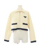 プラダ PRADA 21年製 DENIM CIMOSATO デニムジャケット ジージャン Gジャン 三角プレート クロップド丈 38 白 GFB287 /KH
