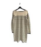 ラルフローレン RALPH LAUREN ニットワンピース 長袖 ひざ丈 ボーダー 白 ホワイト 黒 ブラック ■WGA