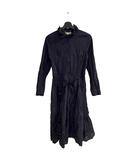 ミュベール muveil 花飾り ベルト付き シャツワンピース ロング 38 紺 ネイビー  ■WGA