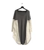 リミフゥ LIMI feu ワンピース 膝丈 切替 グレー 白 ホワイト  ■WGA