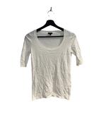 ニット コットン 半袖 Uネック S 白 ホワイト ■WGA