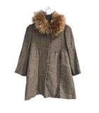 ルルロジェッタ ルールロジェット leur logette 美品 アンゴラ混 ファーコート ミドル丈 グレー ベージュ 1 約S ■WGA