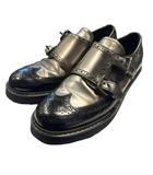 プラダスポーツ PRADA SPORT 革靴 モンクストラップ ウィングチップ バイカラー スニーカー 37 黒 ブラック ■WGA