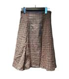 ジルバイジルスチュアート JILL by JILLSTUART スカート ドッキング 膝丈 グレンチェック 千鳥格子 M 茶 ブラウン ■WGA