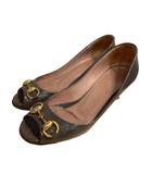グッチ GUCCI パンプス ハイヒール オープントゥ 34 グレー系 ■GY99