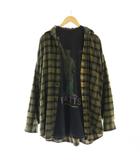 24AW チェック柄レイヤードオーバーサイズシャツ Tシャツ ダメージ加工 プリント L カーキ グレー マルチカラー 794656 TQM20 /AQ ■OS