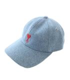 アミ アレクサンドル マテュッシ ami alexandre mattiussi デニム ベースボールキャップ 帽子 ロゴ 刺繍 青 ブルー 赤 レッド /XZ ■GY44