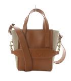 クロエ CHLOE SENSE SMALL TOTE トートバッグ ショルダーバッグ 2way 斜め掛け カーフスキン リネンキャンバス キャメル CHC23AS425L16 247 /YO21 ■OH