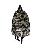 レスポートサック LesportSAC リュックサック デイパック 総柄 白 ホワイト 黒 ブラック ■GY99
