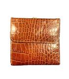 ランセル LANCEL 二つ折り財布 型押し がま口 茶 ブラウン ■GY99