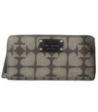 ケイトスペード KATE SPADE 長財布 ラウンドファスナー 総柄 グレー ■GY99