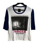 シップスジェットブルー SHIPS JET BLUE Tシャツ グラフィックデザイン 七分袖 白 ホワイト 青 ブルー