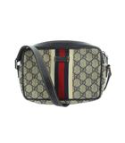 グッチ GUCCI 162910 002122 シェリーライン ショルダーバッグ GG柄 PVC レザー グレー 紺 ネイビー ■GY12 /MQ ■OH