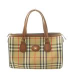 バーバリーズ Burberrys ヴィンテージ ノバチェック ミニボストンバッグ ハンド キャンバス レザー ベージュ グレー /SS ■OS ■GY18