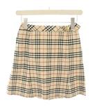 バーバリー BURBERRY スカート ひざ丈 フレア 台形 イージー ウエストゴム チェック柄 160A ベージュ 黒 ブラック BX181-640 /YT