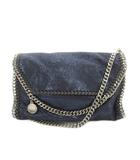 ステラマッカートニー STELLA McCARTNEY ファラベラミニ Falabella Mini ショルダーバッグ フェイクレザー ラメ チェーンショルダー 紺 ネイビー 364519 /YT32