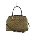 コーチ COACH 2WAY ショルダーバッグ ハンドバッグ シグネチャー柄 ベージュ 黒 91495 /MI ■GY18