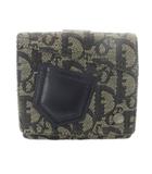 クリスチャンディオール Christian Dior 二つ折り財布 トロッター柄 ブラック ベージュ /SR ■GY12 ■OH