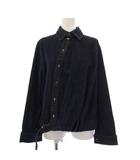 ロエベ LOEWE Draped DENIM SHIRT ドレープデニムシャツ ブラウス 長袖 アナグラム 32 青 S359Y1DX19 /KH