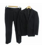 パッゾ PAZZO ビジネススーツ セットアップ ジャケット パンツ 総裏 2B シャドーストライプ ウール シルク混 88YA4 黒 ブラック /HO□ 0404