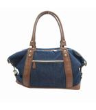 メンズビギ MEN'S BIGI トートバッグ デニム ベルト インディゴブルー 茶 ブラウン /HO□ 0405