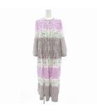 ミラショーン mila schon ERICAブロックプリントワンピース ミモレ ロング 長袖 42 パープル系 /UO