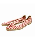 グッチ GUCCI パンプス フラットシューズ ボーダー 白 ホワイト 赤 レッド 35 約22㎝ ■WY