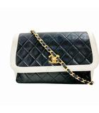 シャネル CHANEL ミニマトラッセ チェーンショルダー ココマーク ターンロック ゴールド金具 バイカラー 白 ホワイト 黒 ブラック ■WY