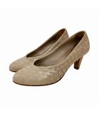 ボッテガヴェネタ BOTTEGA VENETA パンプス イントレチャート ヒール ベージュ 37 約24㎝ ■WY