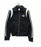 アディダス adidas トラックジャケット ブルゾン ワッペン ライン 黒 ブラック L