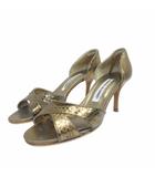 マノロブラニク MANOLO BLAHNIK サンダル パイソン型押し レザー ハイヒール ゴールドカラー 35.5 約22.5cm ■MET1