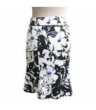 マーメイドスカート 花柄 ひざ丈 2 黒 ブラック 白 マルチカラー ■MET1 0725