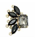 マックスマーラステュディオ Max Mara Studio ブローチ ラインストーン ビジュー スクエア デザイン ゴールドカラー ブラック グレー 系 0904