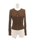 ラルフローレン RALPH LAUREN カーディガン ニット 長袖 M 薄手 茶 ブラウン 透かし編み /GV ■YHS13