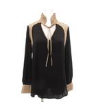 シャツ 長袖 34 S ベージュ ブラック ■YHS11