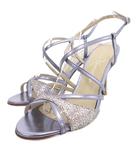 銀座かねまつ GINZA Kanematsu ストラップサンダル ヒール 22.5cm 青 ブルー /JS ■YHS13